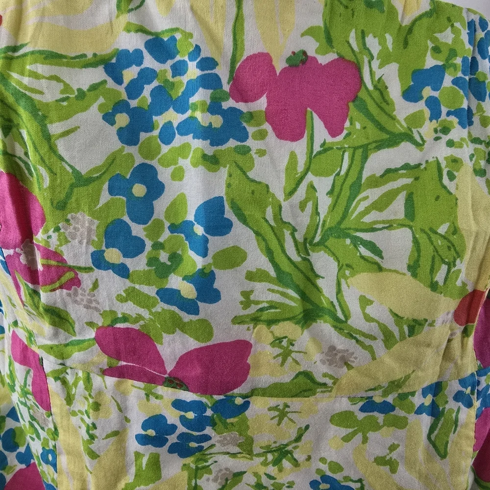 Lilly Pulitzer Franco Blue Eyed Girl Tie Back Strapless Multicolor Floral Dress - Picture 3 of 16